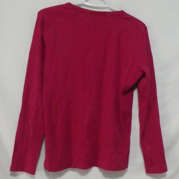 LAND'S END | medium (10-12) | Ribbed Pink Cotton Long Sleeve Pullover Shirt - Picture 2 of 16